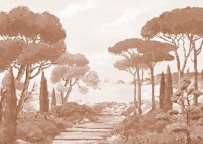 Papel pintado «Paseo por las calas» terracota