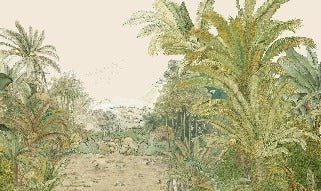 Papel pintado exótico paraíso verde
