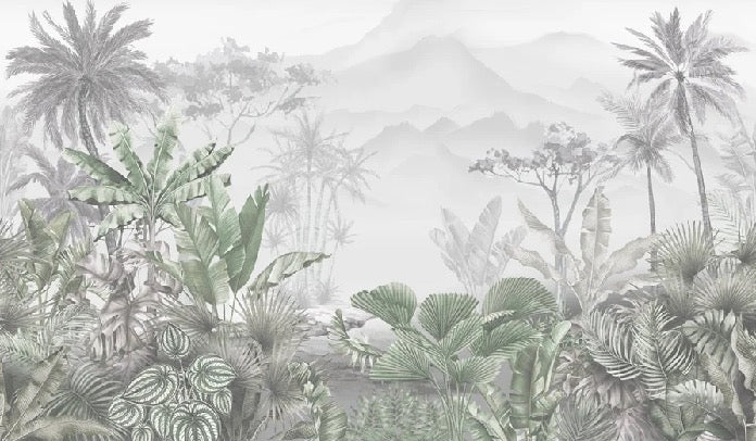 Papel pintado para WC verde tropical de moda