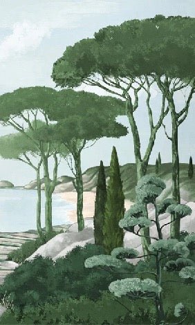 Camina por los arroyos de papel pintado de verde