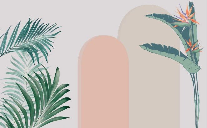 Papel pintado dormitorio arcos vegetales