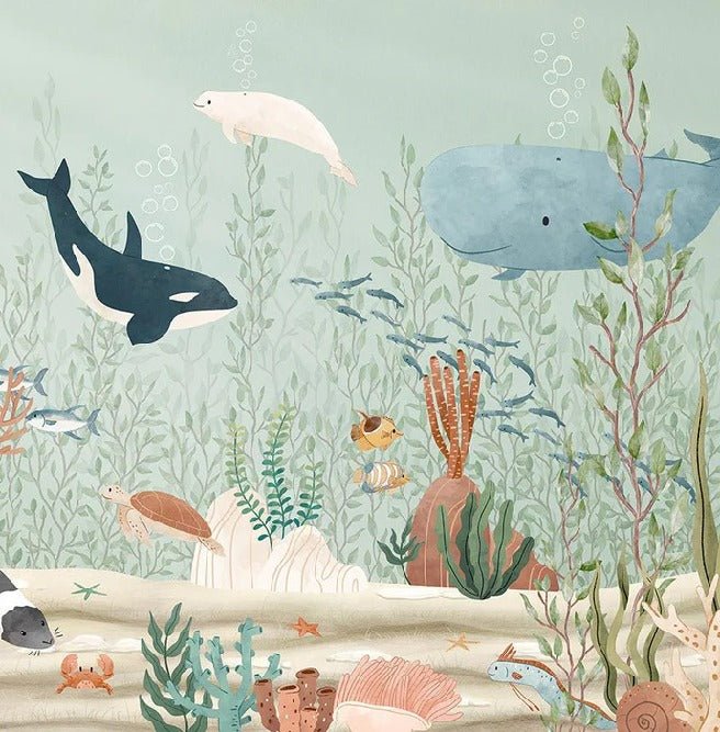 Papel pintado para bebés con motivos marinos