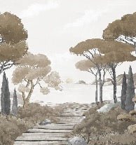 Paseo por los arroyos papel pintado marrón