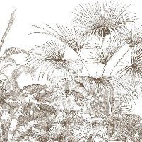 Papel pintado grabado monocromo tropical