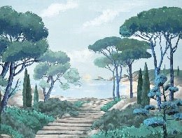 Papier peint balade dans les calanques, mural concept, tendance