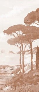 Papel pintado paseo por los arroyos terracota