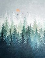 Papier peint forêt canadienne abstrait, XXL, tendance