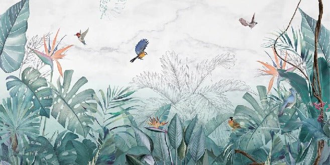 Papel pintado Selva de mármol azul