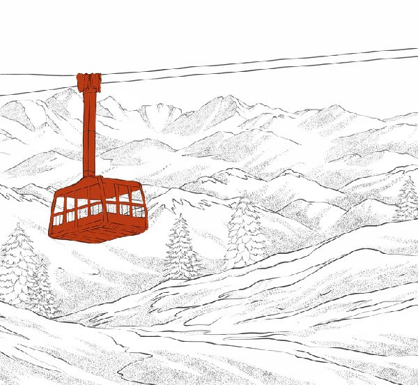 Papel pintado teleférico rojo de La Plagne