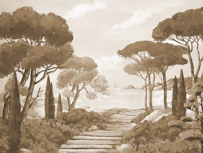 Papel pintado Paseo por los arroyos monocromo