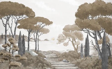 Papel pintado paseo por las calas marrón