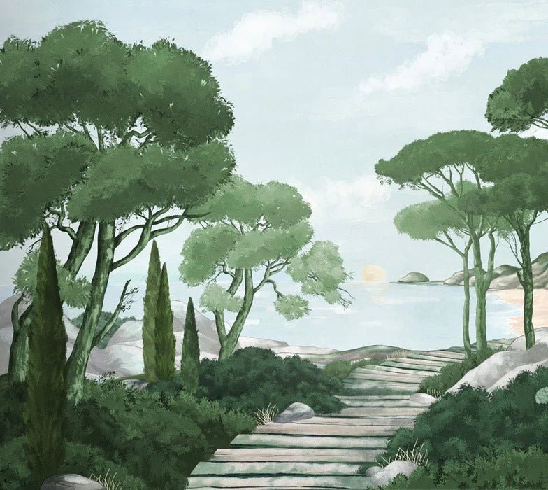 Paseo por el verde papel pintado de los arroyos