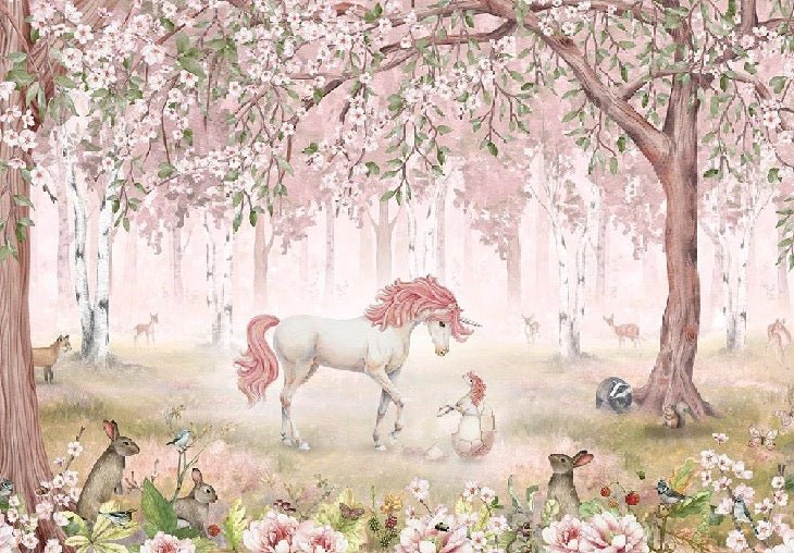 Papel pintado unicornio hada rosa