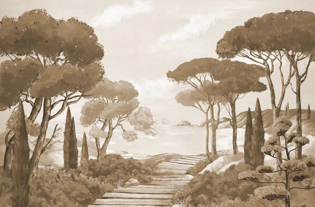 Papel pintado monocromo Paseo por los arroyos