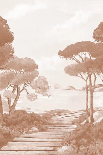 Papel pintado paseo por los arroyos terracota