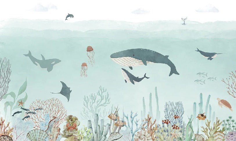 Papel pintado Ballenas azules