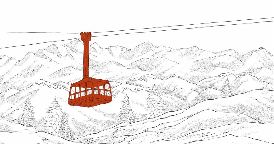 Papel pintado teleférico rojo de La Plagne