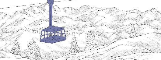 Papel pintado La Plagne télécabine azul