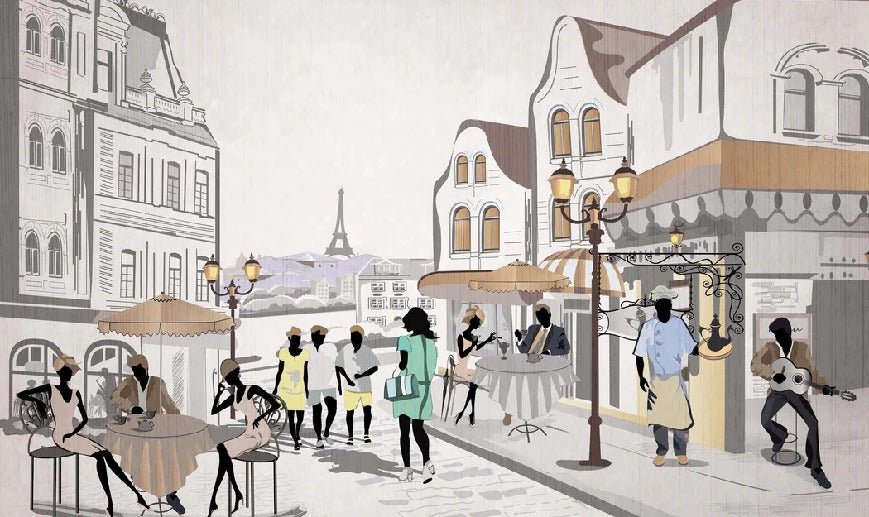 Papel pintado francés Paris café en terrasse