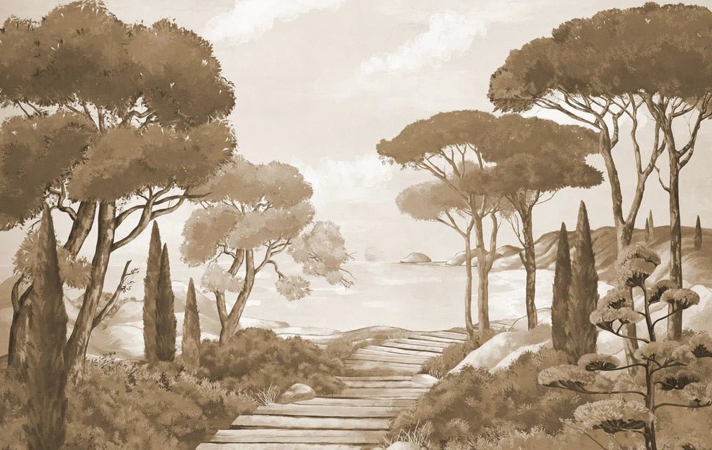 Papel pintado monocromo Paseo por los arroyos