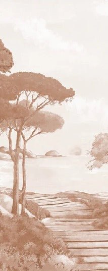 Papel pintado paseo por los arroyos terracota