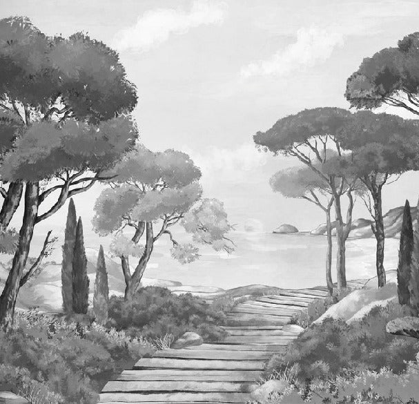 Papel pintado Walk in the creeks, blanco y negro