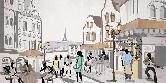 Papel pintado francés Paris café en terrasse