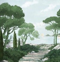 Camina por los arroyos de papel pintado de verde