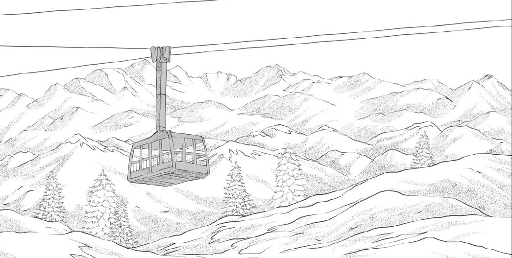 Papel pintado blanco y negro La Plagne télécabine