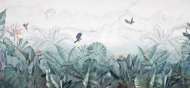 Papel pintado Selva de mármol azul