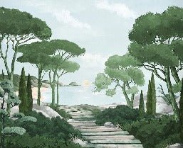 Camina por los arroyos de papel pintado de verde