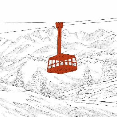 Papel pintado teleférico rojo de La Plagne