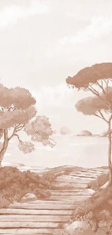 Papel pintado paseo por los arroyos terracota