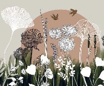 Papier peint toilette illustration florale, XXL, tendance