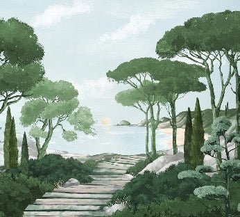 Camina por los arroyos de papel pintado de verde