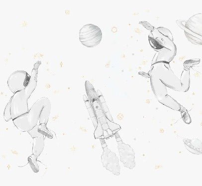 Papier peint astronautes dans l'espace gris, XXL, tendance