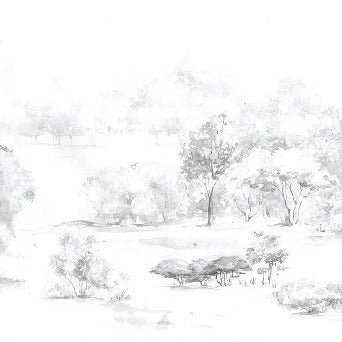 Papier peint forêt de pin aquarelle, XXL, tendance