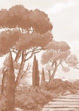 Papel pintado paseo por los arroyos terracota