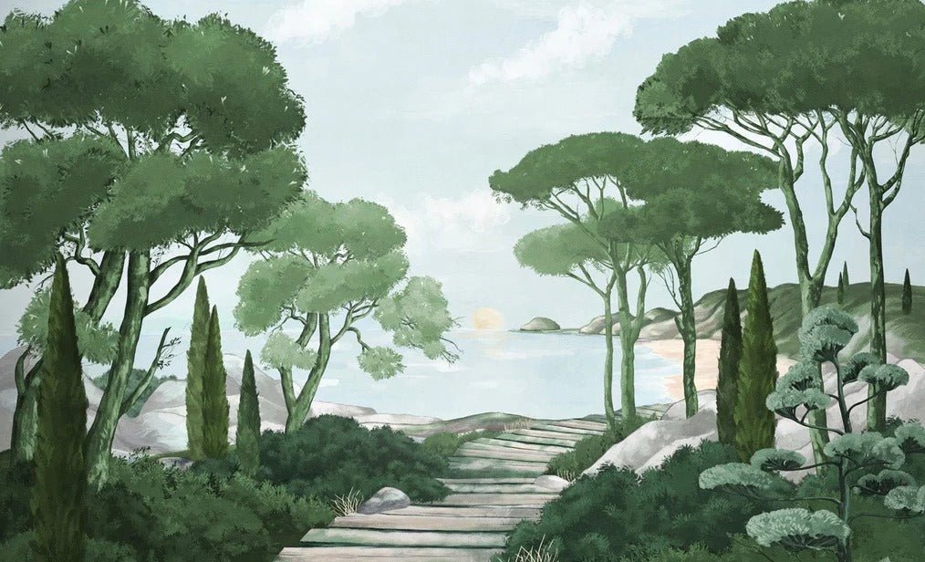 Paseo por el verde papel pintado de los arroyos