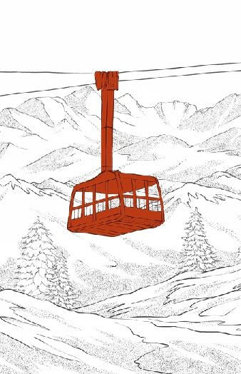 Papel pintado teleférico rojo de La Plagne