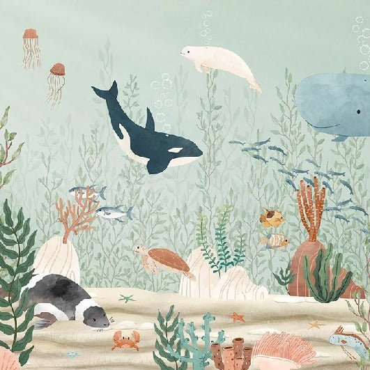 Papel pintado mundo marino bebé