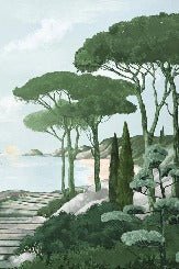 Camina por los arroyos de papel pintado de verde