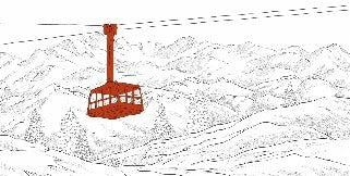 Papel pintado teleférico rojo de La Plagne