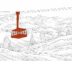 Papel pintado teleférico rojo de La Plagne