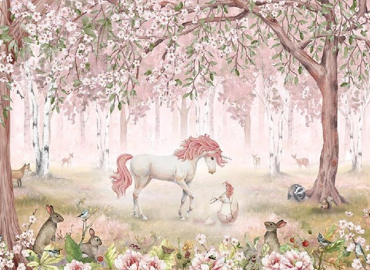 Papel pintado unicornio hada rosa