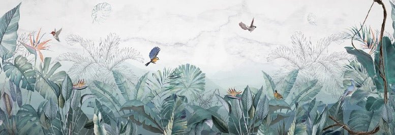 Papel pintado Selva de mármol azul