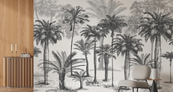 Papel pintado Jungla en blanco y negro