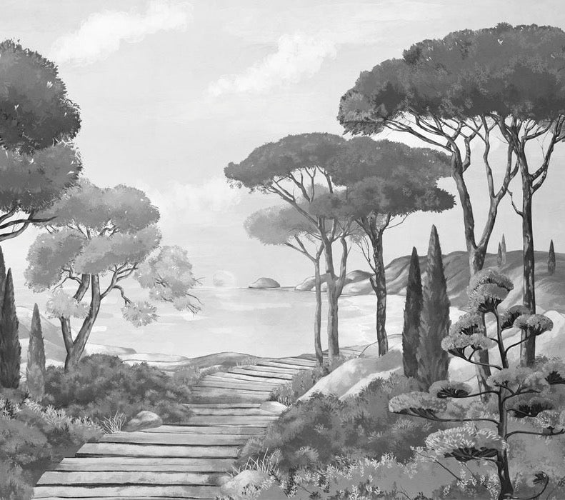 Papel pintado Walk in the creeks, blanco y negro