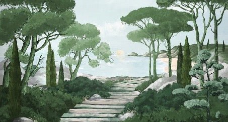 Camina por los arroyos de papel pintado de verde