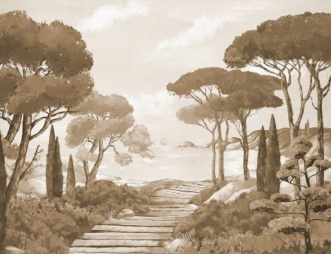 Papel pintado Paseo por los arroyos monocromo